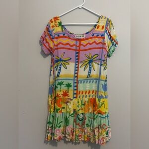 Jam’s World Hattie Dress Size Large Hawaiian Tropical Floral Ruffle